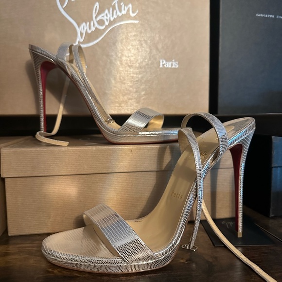 Christian Louboutin Shoes - SALE! ❤️ Silver single-strap Louboutins heels. PLEASE READ DESCRIPTION.